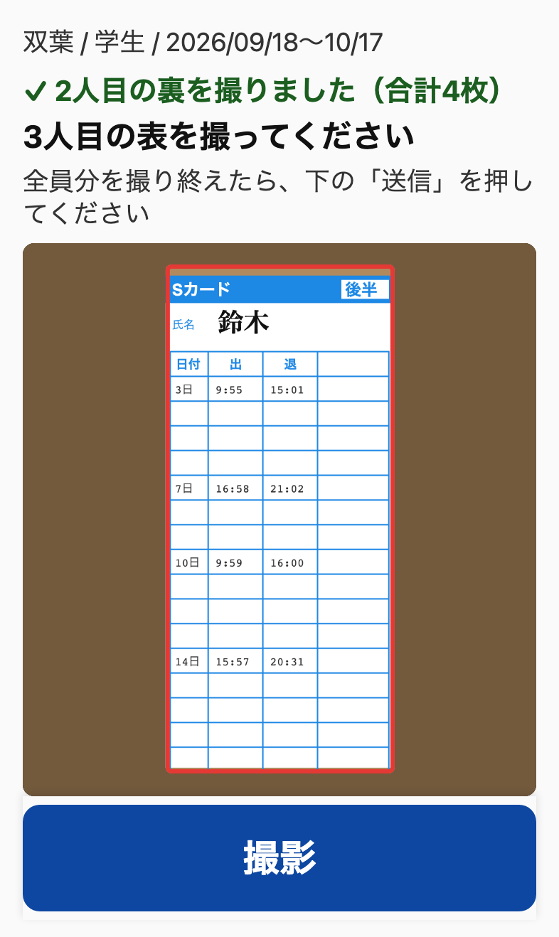 2人目の裏まで撮り終えた画面